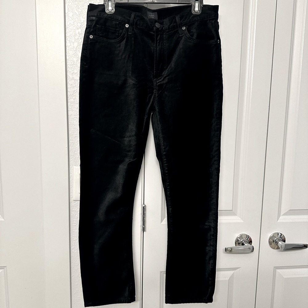 Citizens of Humanity Black Velvet Harlow Ankle Slim High Rise Pants